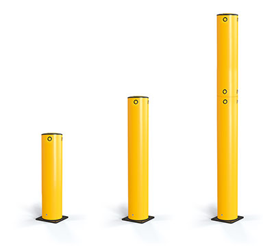 yellow bolt down bollards