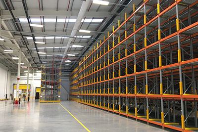 pallet rack leg guards in new warehouse