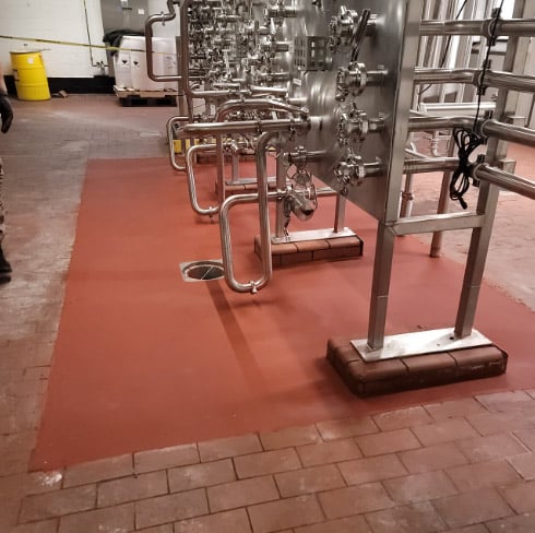 the finished acid brock floor repair