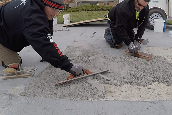 helipad concrete spall repair work in progress