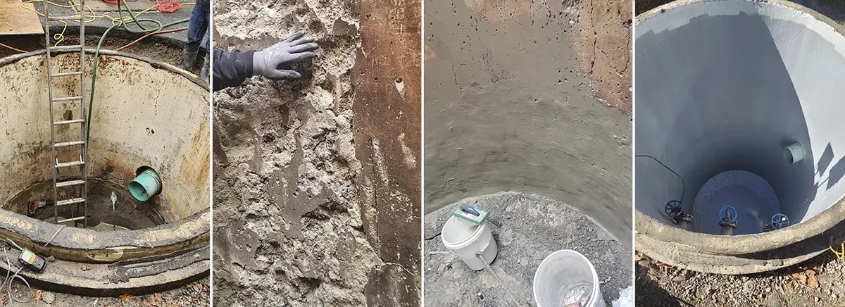concrete tank repair before and after example