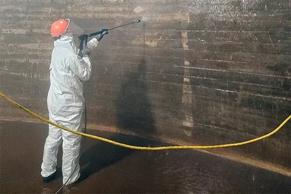 underground water storage tank concrete surface prep