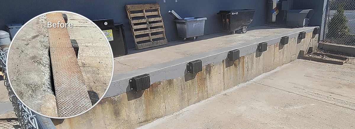 loading dock concrete repair before and after