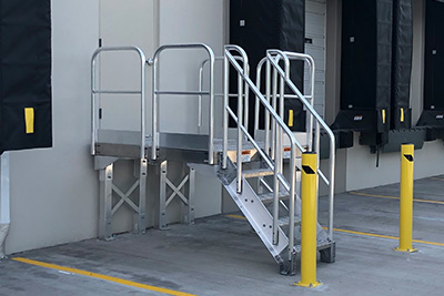 loading dock metal stairs near loading bays