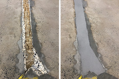 warehouse floor seam repair before and after