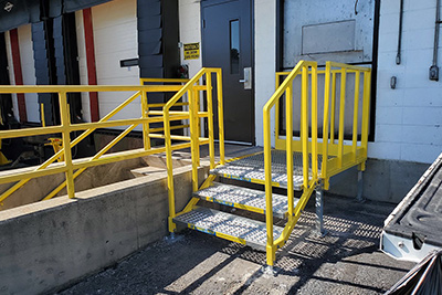 portable stairs at loading dock