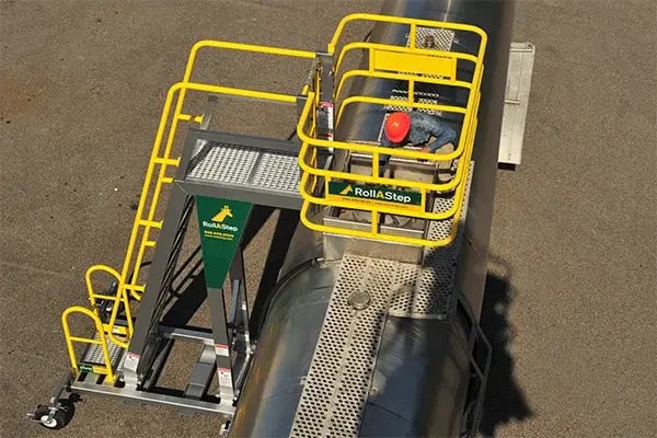 cantilever rolling ladder over tanker truck