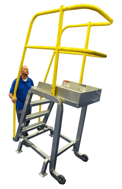 tilt and roll step ladder easily rolled by one person