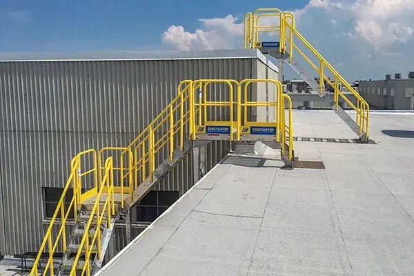 rooftop access stairs protect workers accessing different roof levels