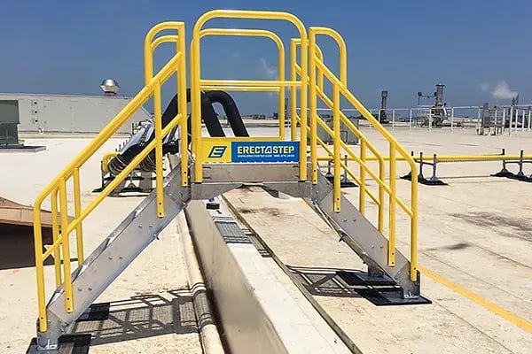 rooftop access stairs provide safe egress over roof level change