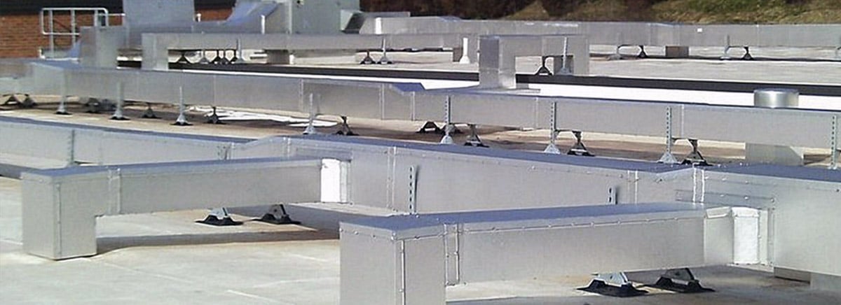 insulated air ducts on manufacturing facility roof