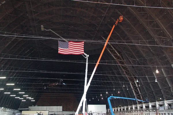 aerial lifts used to perform inspection work inside lakehurst hangar
