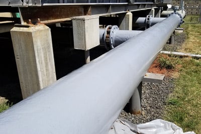 corrosion resistant epoxy coating applied to cooling tower pipe