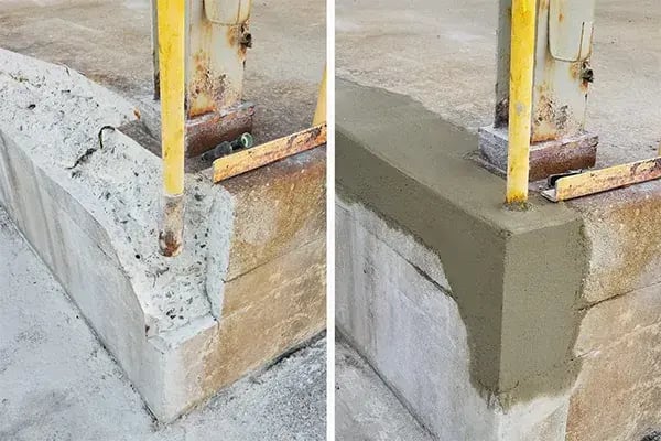 loading dock handrail post anchor repair