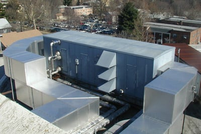 outdoor hvac duct insulation shown on rooftop