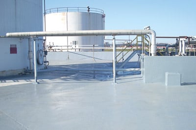 secondary spill containment area with protective concrete coating