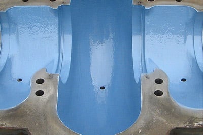interior pump volute coated with specialized hydrophobic epoxy Example