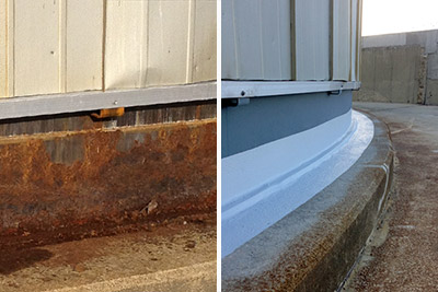 tank base sealing before and after