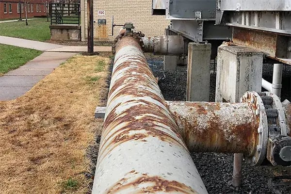 corroded cooling tower pipe at nj university