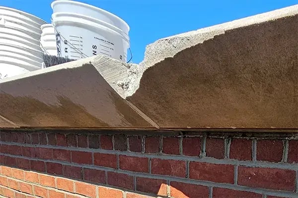 areas of spalling and delamination repaired with Belzona 4141 Magma-Build mortar