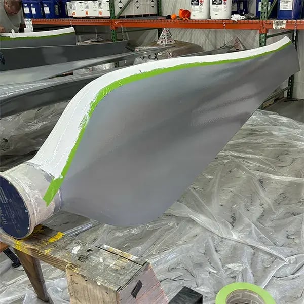 cooling tower fan blade leading edge is coated with specialized belzona