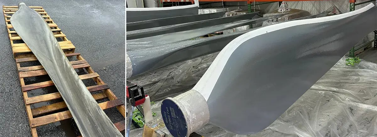 cooling tower fan blade refurbishment before and after comparison