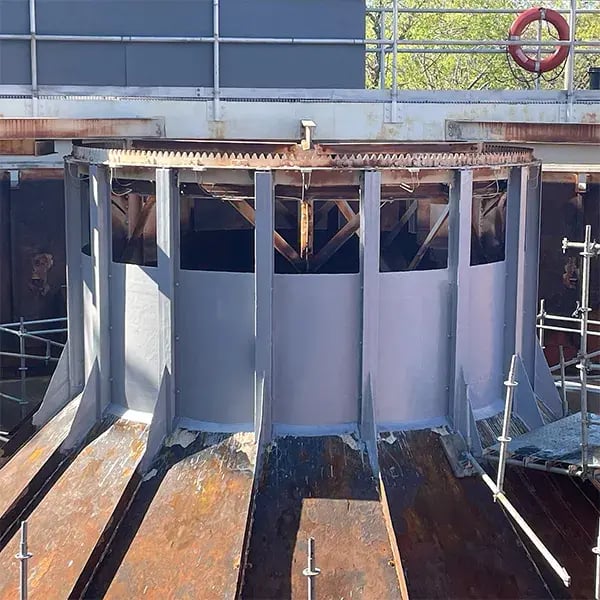 clarifier well with belzona 5812 DW protective coating applied