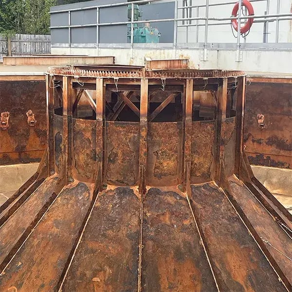 corroded clarifier well structure