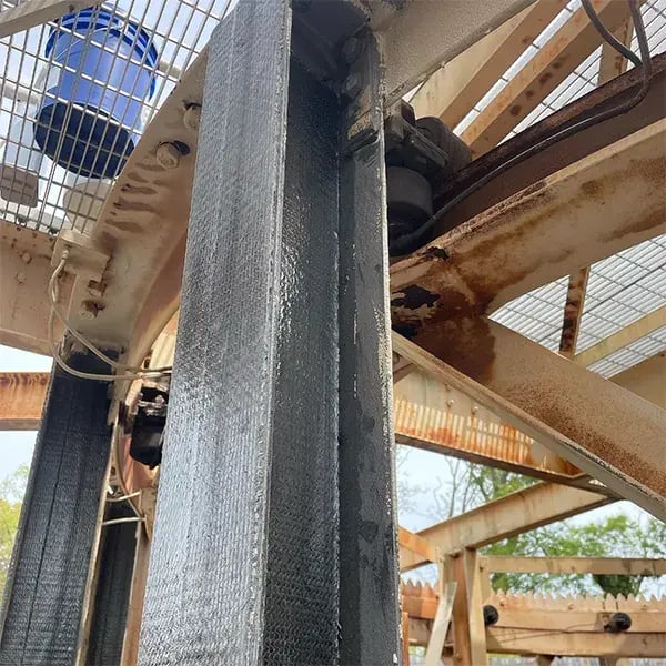 detail of clarifier well support i-beam superwrap repair