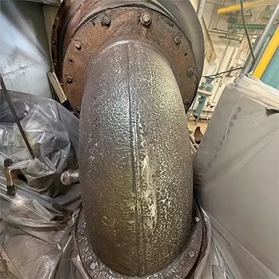 chiller compressor elbow surface prep for repair wrap