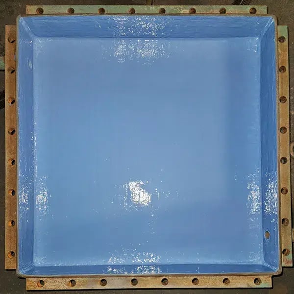 condenser end cap with blue protective coating