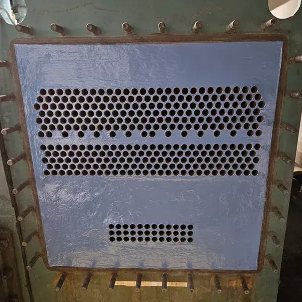 the final chiller tube sheet after restoration and protective coating work