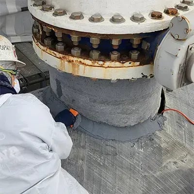 belzona 1111 is used to fill gap and bond beetle pipe break joint