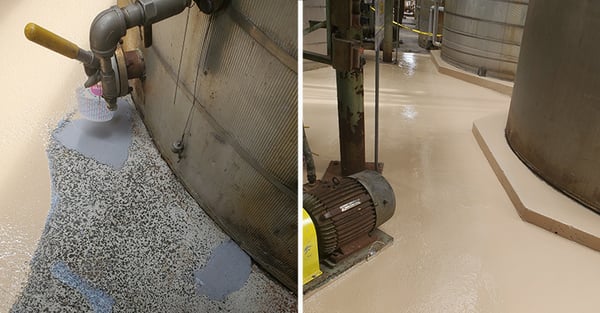 secondary spill containment concrete repair and protective coating before and after example