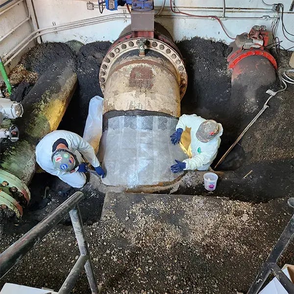 soil line pipe corrosion composite wrap application in process