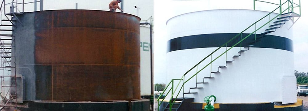 before and after tank coating application