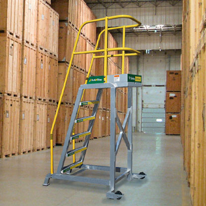 RollaStep rolling work platform in warehouse aisle