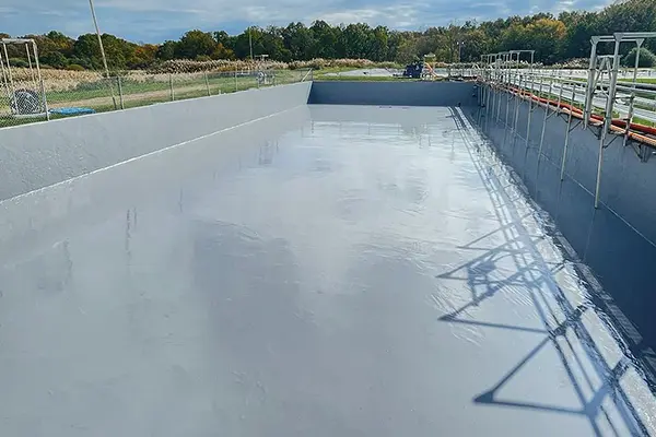concrete wastewater tank rebuilt and protected with Belzona epoxy coating
