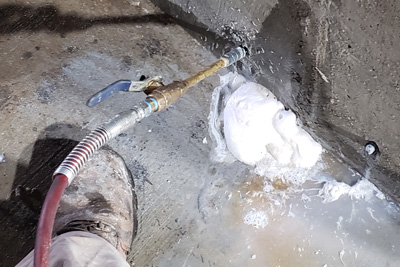 expanding foam from polyurethane grout injection example