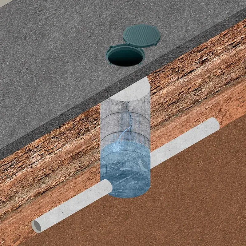 concrete crack leak repair in manhole