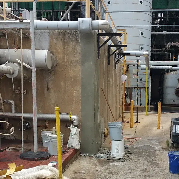 crack injection repair of concrete wastewater tank