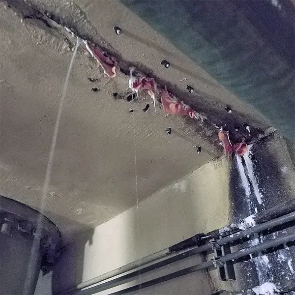 leaking seam in concrete ceiling