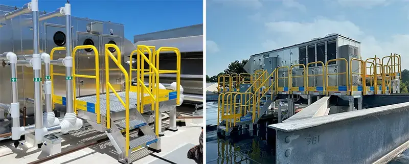 maintenance access platform provides access to rooftop air handler unit