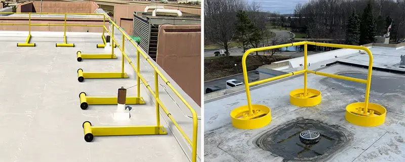 rooftop safety railing installation examples