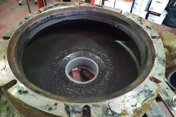 example of pump volute eroded from abrasive materials