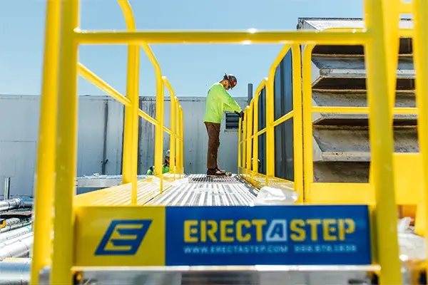 pharma rooftop crossover assembly work shown at platform level