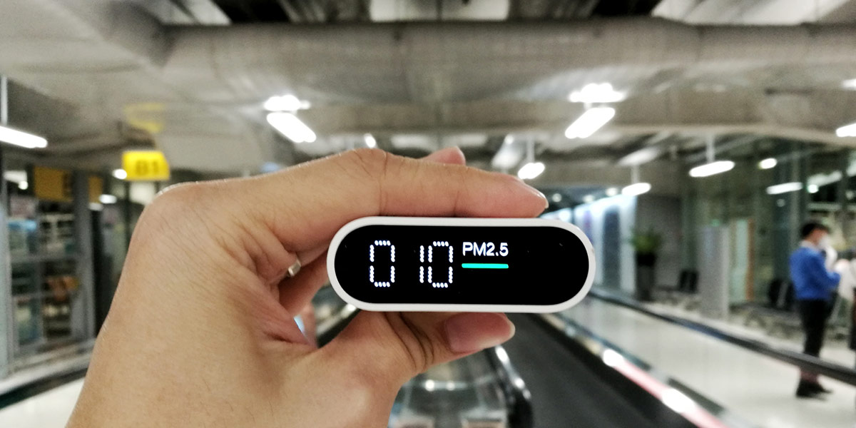 indoor air quality test at a transportation terminal