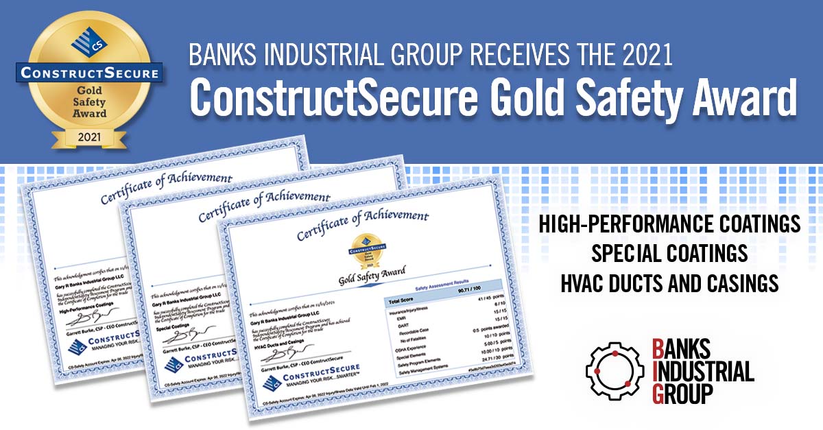 ConstructSecure Gold Safety Award Certificate
