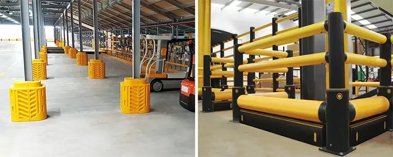 A-SAFE flexishield and column guard rail examples