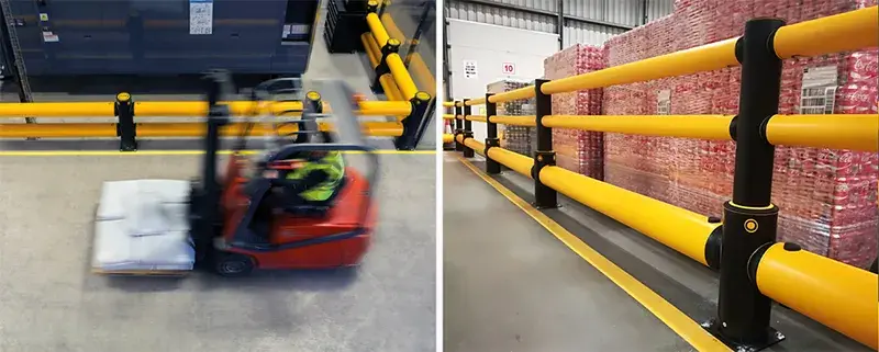 A-SAFE flexible guard rail warehouse application examples